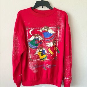 Vintage Holiday Time Christmas Angel Bears Sweatshirt